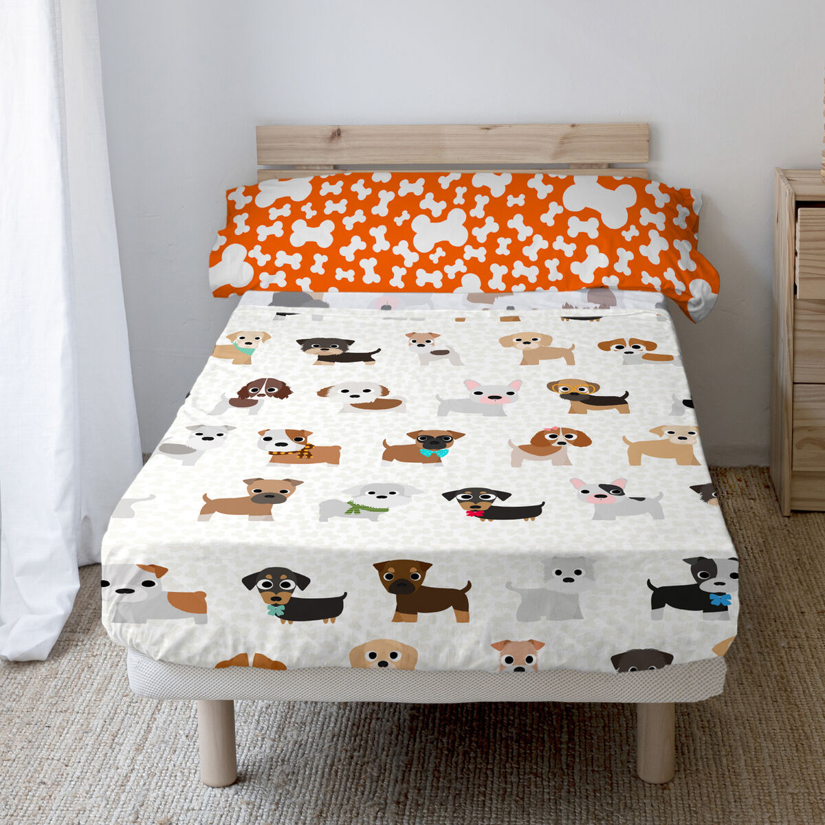 Bäddset HappyFriday Mr Fox Dogs Multicolour Säng 80/90 2 Delar